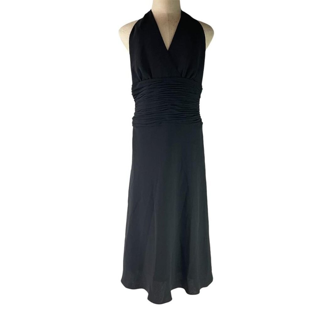 Jones New York Allure Black Halter Dress Size 12 Ruched Waist MSRP $124